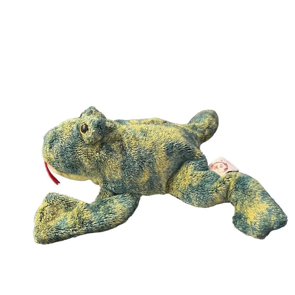 Ty Croaks stuffed frog beanie‎ in green and yellow made in 2004
